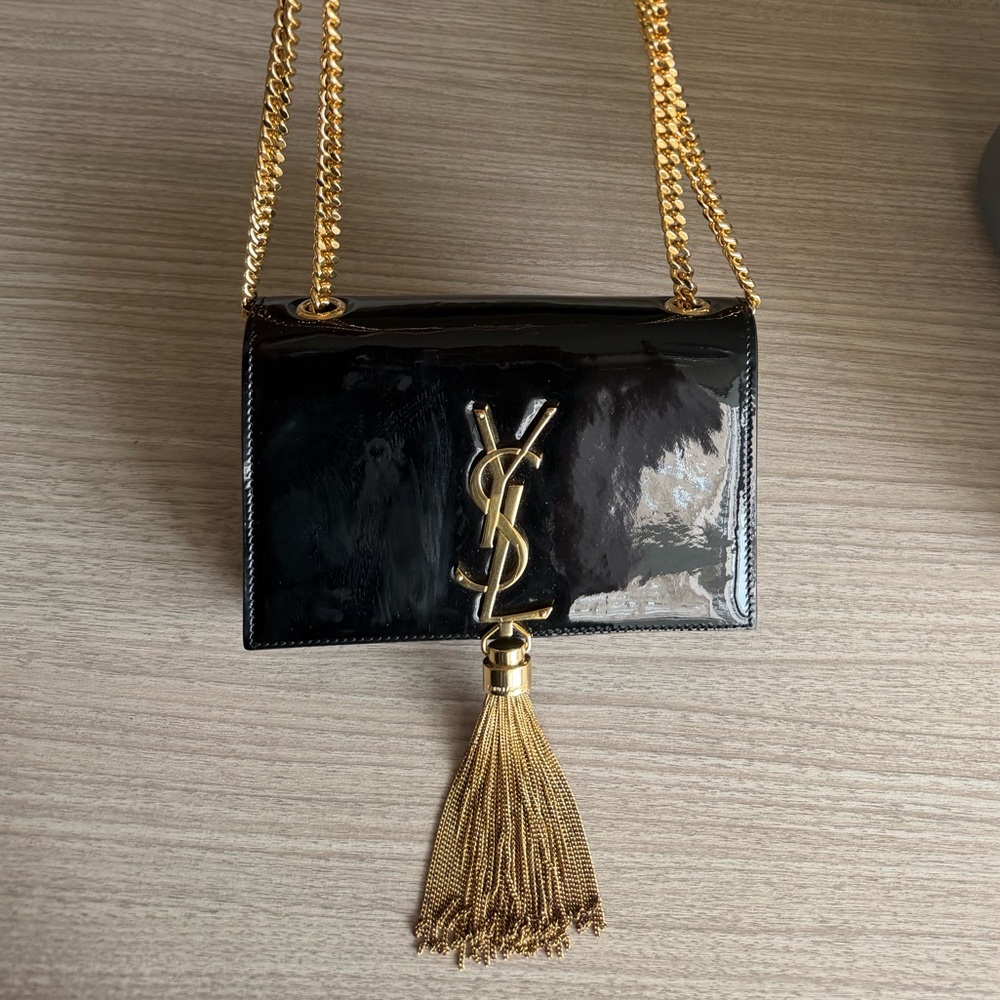 Kate Small Tassel YSL Wallet on Chain in Patent Leather